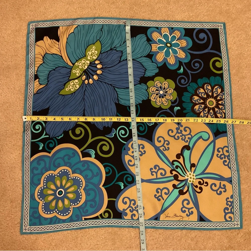 Vera Bradley 100% Silk Mod Floral Blue 27” Square